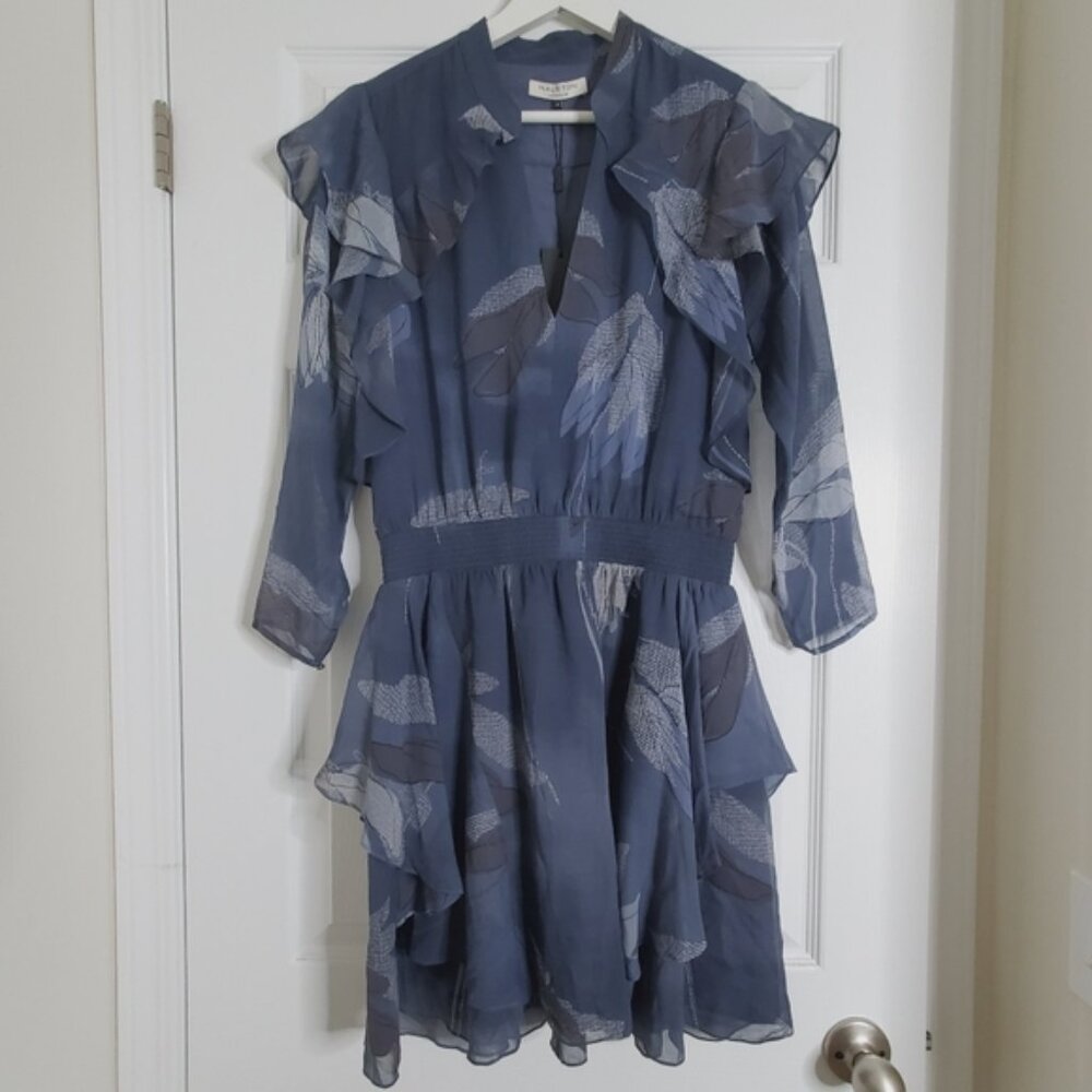 Halston Heritage Silk Blue Floral Dress